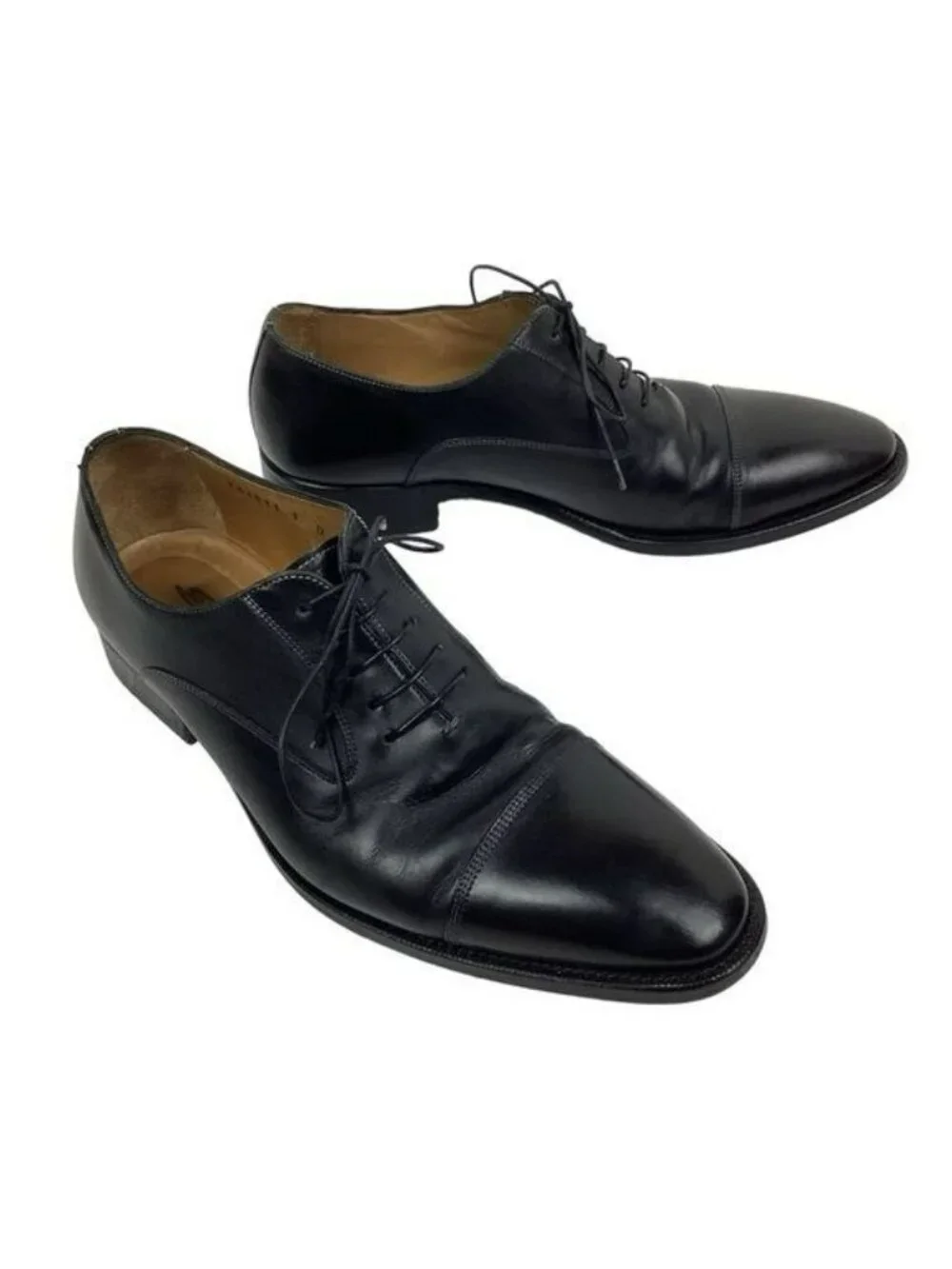 Santoni Darian Mens 9.5 D Cap Toe Oxford Leather Dress Shoe Black Style #751511
